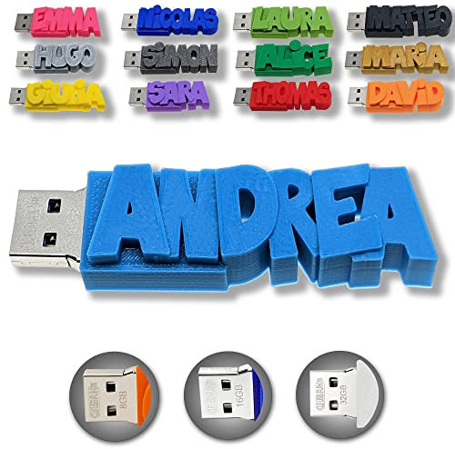 Individueller persönlicher USB Stick Datenstick mit eigenem Namen/Schriftzug und Farbe nach Wahl - USB 3.0 – 8GB, 16 GB oder 32 GB – einzigartiges Geschenk