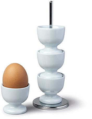 Zeal G277B Stack and Store Cups/Holders, Set of 4 with Chrome Storage and Carry Stand, Duck Egg Blue