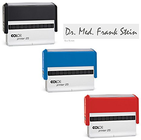 Stempel Colop Printer Rechteck länglich 25 | mit individueller Textplatte/Logo | präziser Stempel ideal für alltägliche Bürotätigkeiten | 75 x 15 mm - 4 Zeilen