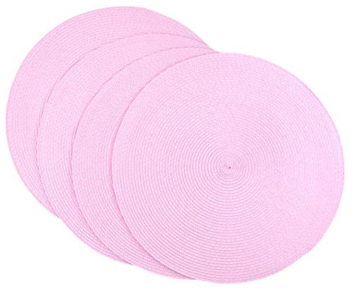 SCF2017 Runde geflochtene Polypropylen Kunststoff-Platzsets, 4er-Set rose
