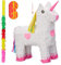 Relaxdays 3 TLG. Pinata Set Einhorn, mit Pinata Stab und Maske, Mädchen, Geburtstag, Unicorn Piñata zum selbst Befüllen, weiß-rosa