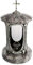 Stilvolle Grablaterne Anthrazit mit Kreuz Granit Orion hell Höhe 27 cm/Ø 15 cm Grableuchte Grablicht Grablampe Granitlampe Granitlaterne Bronze mit Sockel Grabschmuck