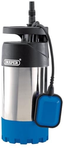 Draper 1000W Portable Submersible Deep Water Well Pump |Max Flow Capacity 5460l/h Electric Pump 230V | Thermal Overload Protection | Integrated Float Switch |15M Cable Draining Pump| 98921