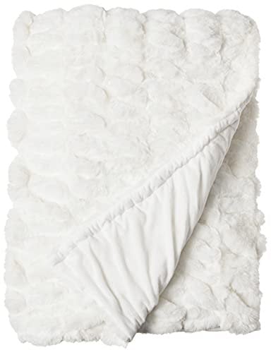 Tahari Home Isla Bedding-Kollektion | Moderne luxuriöse Designer-Decke aus Kunstfell, sehr weich, kuschelig, strukturiert, 127 x 177,8 cm, weiß