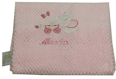 Coperta Calda Avvolgente con Nome Ricamato Personalizzato 75cmx100cm (rosa)