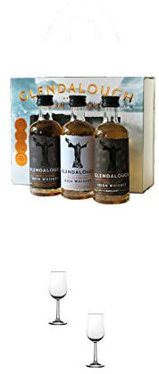 Glendalough Irish Whiskey The Discovery Collection 3 x 5 cl + Nosing Gläser Kelchglas Bugatti mit Eichstrich 2cl und 4cl - 2 Stück