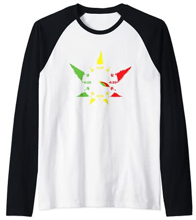 4:20 Cannabis Blatt Uhr Joint Zeiger Smoke Weed Gras Kiffer Raglan