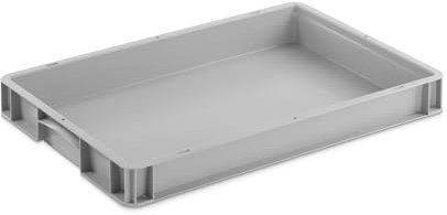 DIE BOX FABRIK Eurobehälter 600x400x70mm | geschlossene Box | Aufbewahrungsbox | Kunststoff Kisten | Lagerbehälter mit Griffen | robuste Stapelbox | Eurokiste | Mehrwegbehälter
