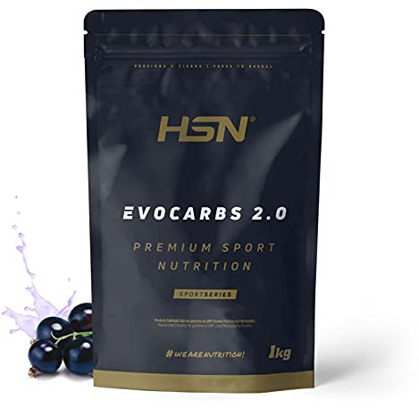 HSN Carbohidratos (Maltodextrina Dextrosa Fructosa) y Sales Minerales Evocarbs 2.0 | Grosella Negra 1Kg | Bebida Isotónica en Polvo con Electrolitos | No Incluye Dosificador | Vegano, Sin Gluten