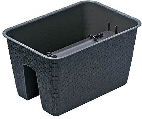 Kunststoff Rattan Garten Blumenbrücke Übertopf Zaun Geländer Balkon Kräutertopf (quadratisch 280 mm, anthrazit)