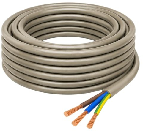 10m Stromkabel Gold Antik 3x0,75 mm² 3-adrig H03VV-F PVC Kabel flexible Elektroleitung Rundkabel Kabel