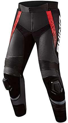 Shima STR 2.0 Motorradhose - Leder, Sporthose mit Hüft- und Knieprotektoren, Knieschleifer, perforiertes Leder, für 2-teilige Kombi (Rot, 54)