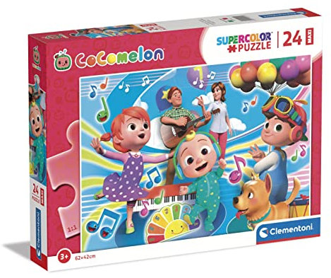Clementoni 24225 Supercolor Cocomelon – 24 Maxi-Teile – Made in Italy, Kinder 3 Jahre, Kinderpuzzle, Cartoon-Puzzle, Mehrfarbig, Medium