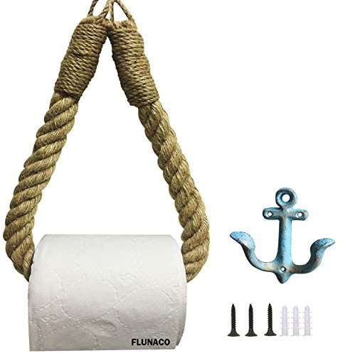 Nautischer Anker-Toilettenpapierhalter für Badezimmer, Vintage-Wandmontage, Handtuchringhalter, Küstenhandtuchhalter, natürliches antikes Seil, Anker-Aufhänger
