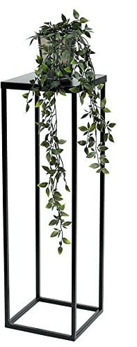 DanDiBo Blumenhocker Metall Schwarz 70 cm Eckig Blumenständer Beistelltisch FRA-005 Blumensäule Modern Pflanzenständer Pflanzenhocker