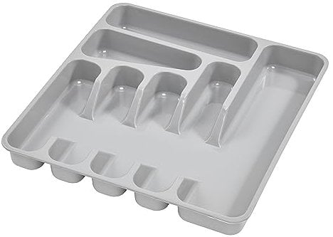 keeeper Cubertero con 7 compartimentos, Inserto para cajón, 39,5 x 37 x 5 cm, Pablo, Gris Nordic