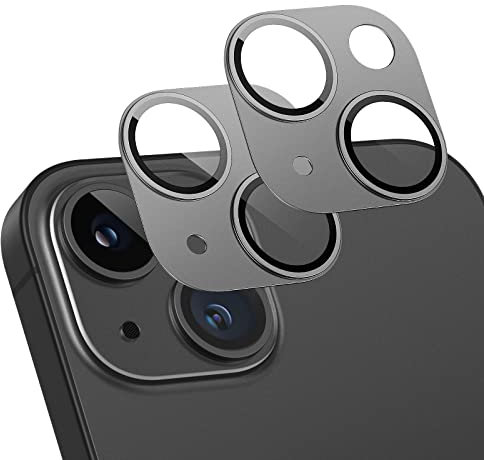 Giftorld [2 Pack] Camera Lens Protector designed for iPhone 14/14 Plus,Aviation Aluminum Alloy Material,9H Tempered Glass,Case Friendly,HD Clarity,Full Cover-Grey