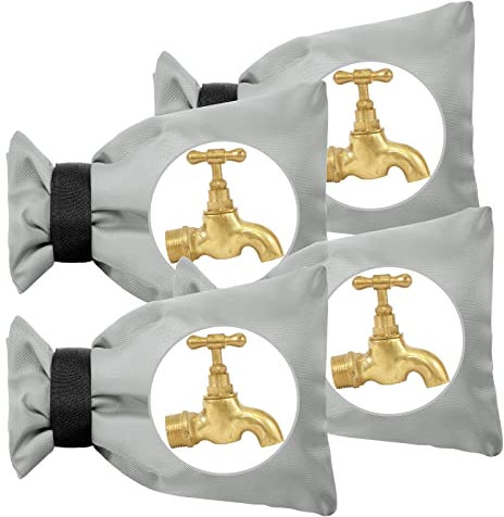 Vicloon Housse de Robinet pour L'extérieur, 4pcs Couvercle Antigel pour Robinets, Housse de Robinet de Jardin Imperméable, pour la Protection Contre Le Gel en Hiver, 20cm x 15cm (Gris)