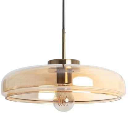LEDKIA LIGHTING - Lámpara Colgante Cristal Hipo | Diseño Vintage Elegante | Compatible con Bombillas E27 | Para Salón, Dormitorio, Oficina | Altura 1720 mm, Ámbar, Metal