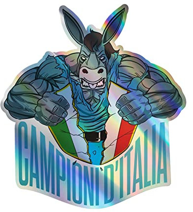 Adesivo Ciuccio Scudetto Napoli Campioni d'Italia - Sticker in PVC per auto moto scooter laptop casco adatto per tutte le superfici lisce - 30 cm, olografico
