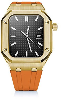 AXTI 44mm Caso di Lusso Kit di Modifica per Apple Watch Band 44 Mod Kit Lunetta In Metallo Cinturino In Gomma per Iwatch 4 5 6 SE Bande Accessori, 44mm For 6/5/4/SE, agata