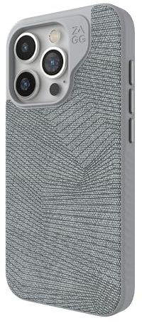 ZAGG London Snap iPhone 15 Pro Case - Protective Cell Phone Case, Drop Protection (13ft/4m), Durable Graphene, MagSafe Phone Case, Slim and Lightweight, Gray Geo