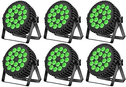 Ukfog 6PCS 200W 18 LED Par Scheinwerfer 8CH Par LED Licht RGBW+DMX Strobe Sound Aktiv Modus LED Bühnenlichter Strahler Discolicht Partylicht für Hochzeit/Partys/Kirche/Club/DJ-Live-Show