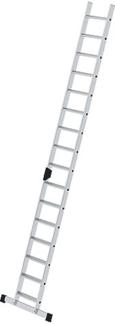 PROREGAL Stufen-Anlegeleiter mit Standard-Traverse | 16 Stufen | Leiter, Teleskopleiter, Trittleiter, Bockleiter, Sprossen-Doppelleiter