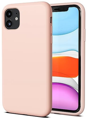 TAXXOE Silicone Case with iPhone 11 Case Soft Ultra Slim Protective Shockproof Liquid Silicone Phone Case,Anti-Scratch Microfiber Lining,6.1 inch-Light pink