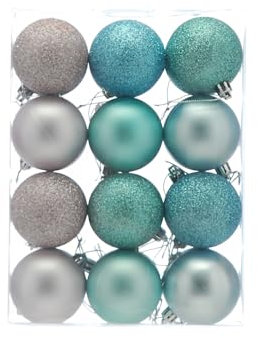 Festive Productions Pack of 24 Pastel Colour Shatterproof Christmas Baubles Decorations Pink Blue Green Glitter Matt Xmas Tree Festive Décor 6cm