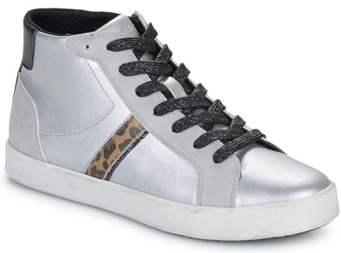 Geox Women's D Blomiee a Sneaker, Silver Optic White, 39 EU