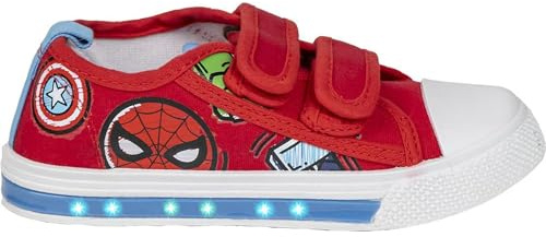 Avengers Turnschuhe für Kinder - Rot - Größe 30 - Klettverschluss - Turnschuhe mit Lichtern und PVC-Sohle - Hergestellt aus Baumwolle - Original Produkt entworfen in Spanien