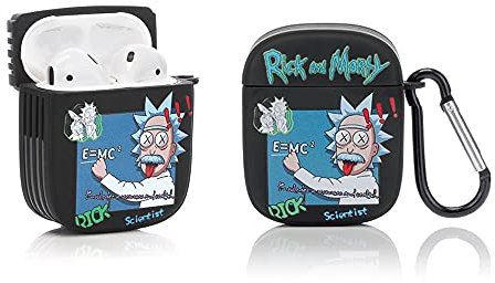 LEWOTE Silikonhülle kompatibel mit Airpods 1 und 2 Funny Cute Cartoon 3D Case Cover (Art Rick)
