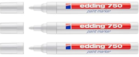 EDDING Lot de 3 Marqueurs Peinture 750 Blanc Pointe Ronde 2-4 mm