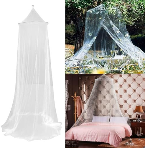 Zanzariera Letto, Bianco Baldacchino, Lavabile Baldacchino per Letto Matrimoniale, Pieghevole Zanzariera Letto Matrimoniale, Zanzariera Culla Neonato Adatto per Camera da Letto Giardino Campeggio