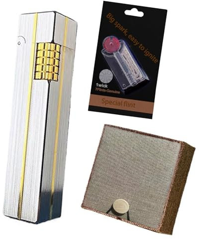 Vintage Trench Benzin-Feuerzeug, Messing-Graben-Kerosin-Feuerzeuge, nachfüllbares Feuerzeug mit weicher Flamme und Feuersteinen, Geschenk-Zubehör-Set, vertikale Zündung (ohne Benzin verkauft) (Color