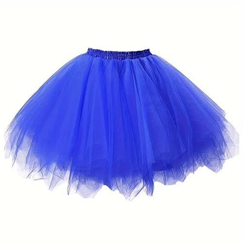 Boolavard Falda tutú de los años 80 para Mujer Adulta, Enagua de Tul en Capas, tutú de Halloween (FR/ES, Letras, L, XL, Regular, Regular, Azul Oscuro)