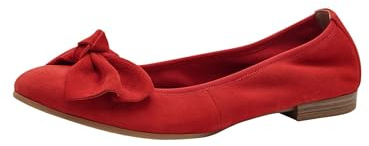 Tamaris Damen Ballerina Leder flach, rot, 38 EU
