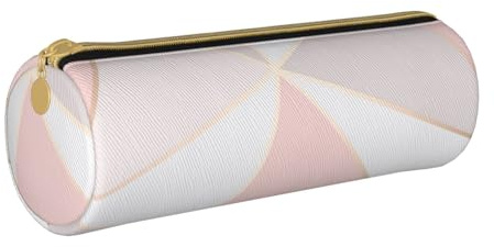 BeNtli Federmäppchen, Federmäppchen, tragbares Federmäppchen, Ledertasche, Schreibwaren-Aufbewahrungstaschen, Roségold geometrisch