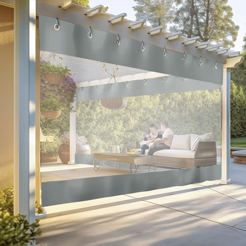 Exterior Impermeable Vinilo Lona Cortinas, 0.6mm PVC Paneles Laterales con Ventana, Cortina Transparente al Aire Libre con Ojales, Cortinas De Partición para Porche Pérgola Cabaña Jardín(2,5 x 2,5M)