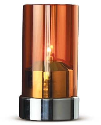 Lumea 1083 Tischlicht Beacon Amber | Windlicht inkl. Flüssigwachskerze, Abdeckung, Unterteil und Stabfeuerzeug | Kerzenhalter aus Glas | Brenndauer 40 Std. | Indoor Deko | Höhe: 15 cm, Ø 8,2 cm