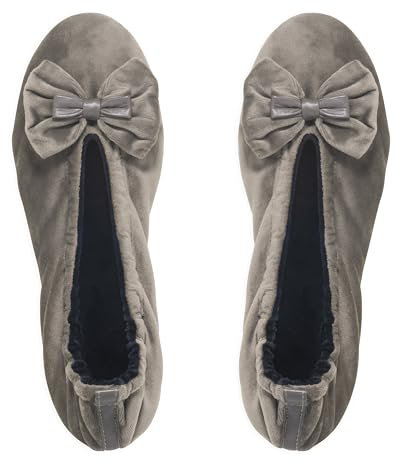 GLOVE STORY Chaussons Ballerines d’Intérieur Femme en Velours avec Semelle en Cuir Souple - Matière Douce et Confortable - Ballerines Chaussons Femme Doux - Fabrication Artisanale (Rayures M)