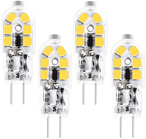 KUNKA T3 G4 LED Birne -Bi-Pin Sockel JC T3 Halogen Glühbirne- 20W Äquivalent, 360°, Kein Flackern, Stiftsockellampe Glühbirnen 12V AC/DC MR11 G4/GU4/GZ4 Bi-Pin Sockel (Kaltweiß 6000K, 4er-Set)