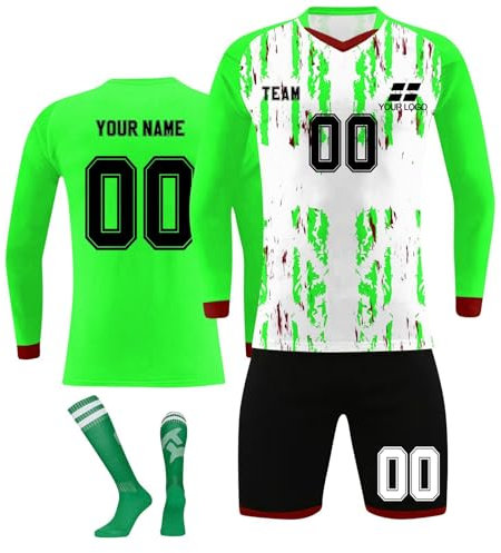 Lange Ärmel Personalisierte Fußball Trikot mit eigenem Namen Logo Nummer Jungen, Fussball Trikot Shors und Sockens Anzug Herren, Deutschland Fußball Trikot Kinder