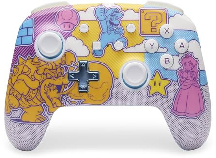 PowerA Controller Senza Fili avanzato per Nintendo Switch - Mushroom Kingdom Pop Art, Nintendo Switch modello OLED, Nintendo Switch Lite, Gamepad, controller di gioco, controller Bluetooth