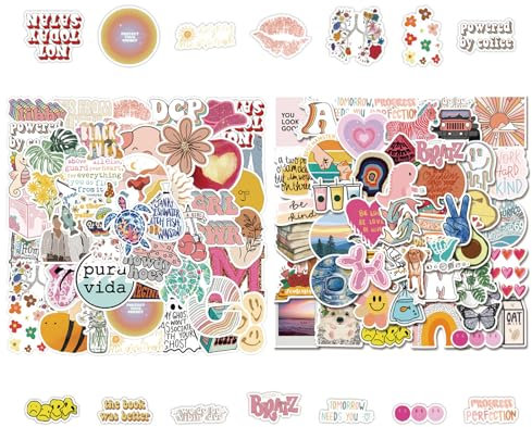 100 Stück Asthetische Aufkleber Set, Schöne Ansprechende Vinyl Aufkleber, Kreatives DIY, Wasserdichte Sticker Set für Laptop Mobiltelefone Skateboard Gepäck etc, Geeignet für Erwachsene und Kinder