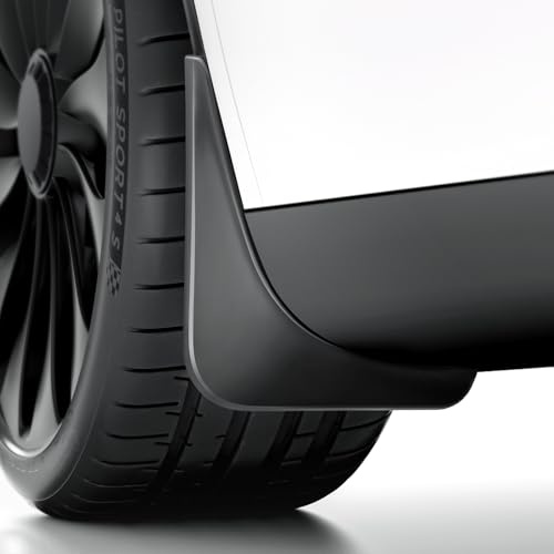 REEVAA 2025 Tesla Model Y Accessories - Mud Flaps [Protect Paint, No Drilling Required] All-Weather Mud Guard Body Kits for Model Y 2019-2024, Black (Set of 4)