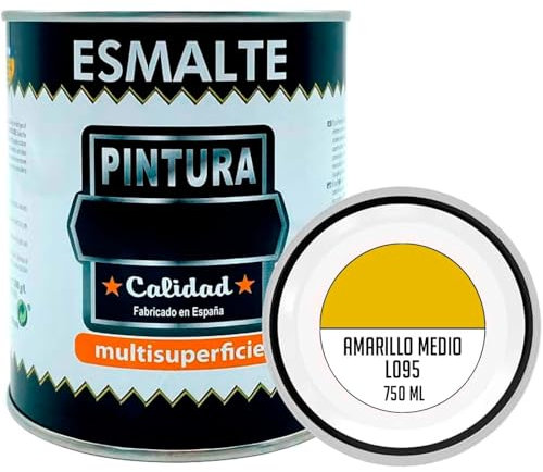 AC - Bote de Pintura Esmalte - Fabricado en España - Ideal para cualquier superficie, Madera, Plástico, Cristal o Cemento - Capacidad de 750 ML - Amarillo Medio (L095)