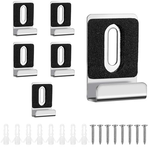 Nogeqi 6 PCS Stainless Steel Mirror Fixings, Metal Mirror Brackets Hanging Kit Heavy Duty with Screws for Frameless Mirrors Billboard Displays