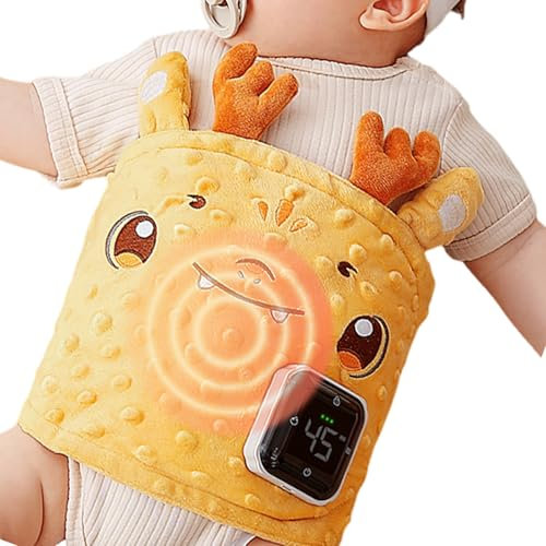 Fazvncv Rechargeable Heated Baby Tummy Wrap with 3-Gear Adjustable Temperature and 5 Gear Massage Modes for Colic Relief